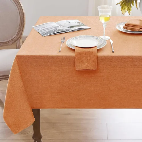 Miniatura 9 de Softalker Mantel pequeño rectangular con textura de lino de 52 x 70 pulgadas, para exteriores, resistente a las manchas y a las arrugas, decorativo