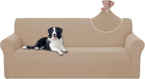 Miniatura 16 de U-NICE HOME Funda elástica para sofá, lavable, protector de muebles para sofá de 3 cojines, apta para mascotas (sofá, gris)