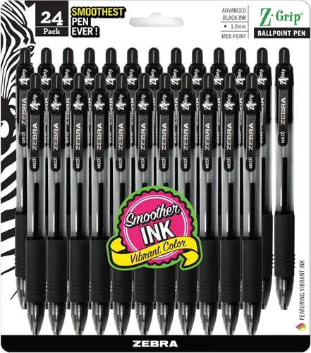 Miniatura 23 de Zebra Pen Z-Grip - Bolígrafo retráctil de punta media, 3/64 pulgadas, tinta negra, 12