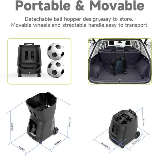 Miniatura 7 de PT-Smart Pro - Máquina de pelotas de tenis, lanzador de pelotas de tenis de pádel con control de aplicación/control remoto/iWatch, capacidad de 115
