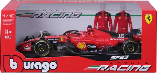 Miniatura 6 de May Cheong B18-16812L Bburago Formula 1 Ferrari SF-23 Leclerc con casco 2023 Die Cast Car, rojo