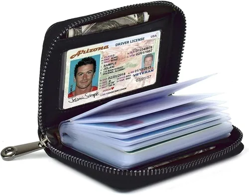 Tarjetero para mujeres y hombres RFID pequeñas carteras para tarjetas de crédito, organizador de dinero, Negro, 20 ranuras, Minimalista
