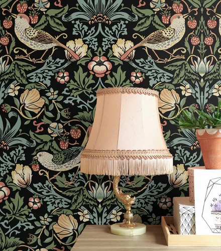 Miniatura 6 de NextWall Aves Garden - Papel tapiz autoadhesivo (ébano)