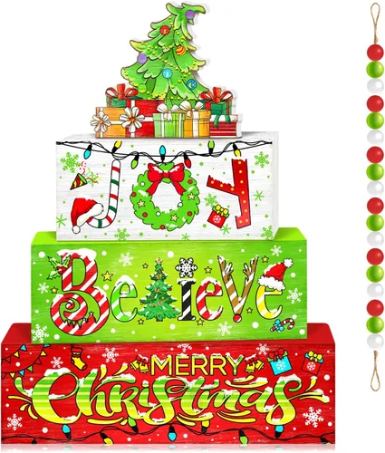 Miniatura 21 de Britimes Juego de 4 piezas de decoración de mesa de noche de película, juego de decoraciones de bandeja escalonada de Navidad, estrella de película