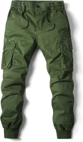 Miniatura 2 de Mens Linen Pants Drawstring Buckle Zipper Cargo Pants Multi Pockets Solid Beam Feet Athletic Sweatpants Outdoor