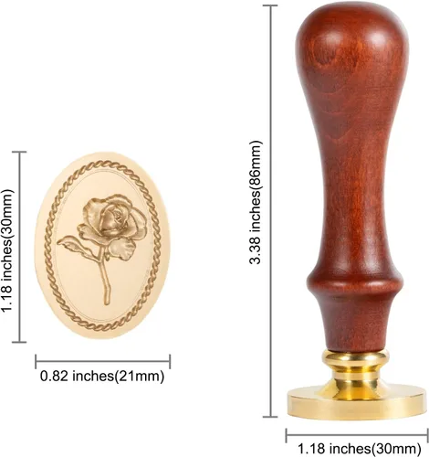 Miniatura 3 de Mceal Sello de cera con mango de madera pulida con sello grabado profundo de 1.18 pulgadas (1.181 in), sello en relieve 3D (Mimi Eden Rose)