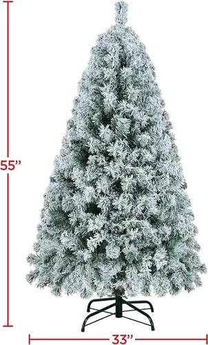 Miniatura 3 de Yaheetech Árbol de Navidad artificial preiluminado de 4.5 pies con luces incandescentes de color blanco cálido, árbol de Navidad con 340 puntas