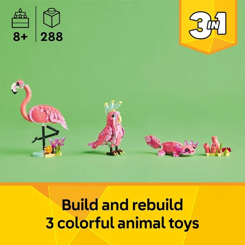 Miniatura 3 de LEGO Creator 3 en 1 Animales Salvajes: Juguete de Construcción de Animales de Flamenco Rosa - Juego con 3 Opciones de Construcción, Flamenco Rosa