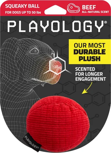 Miniatura 13 de Playology Juguetes para perros Juguete de hueso chirriante de felpa para masticar para perros Juguete gigante con aroma a mantequilla de maní