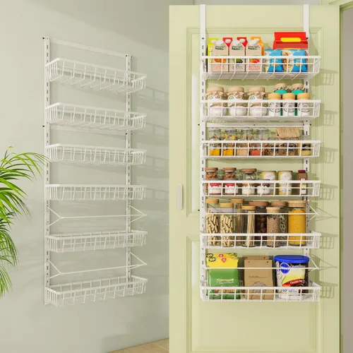 Mefirt Organizador de despensa sobre la puerta, estante de especias de montaje en pared, almacenamiento y organización para colgar en la despensa, 6