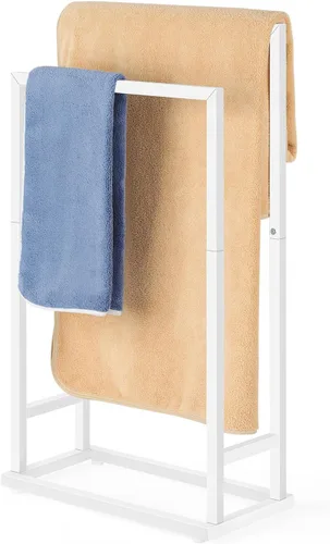 Miniatura 8 de Toalleros independientes de 2 niveles para toallas pequeños para baño, color negro mate, de acero inoxidable, toallero industrial para toallas