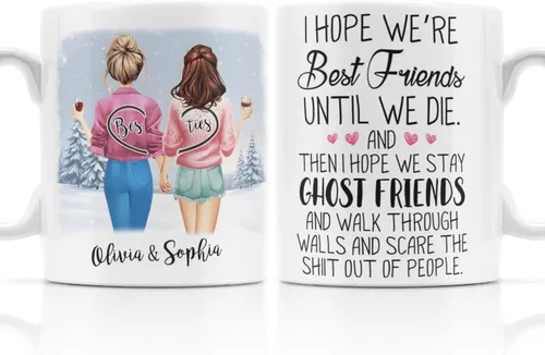 Miniatura 23 de Se envía al día siguiente, tazas personalizadas de Navidad para mejores amigas, elige 2-6 nombres taza de café de amistad personalizada para mejor