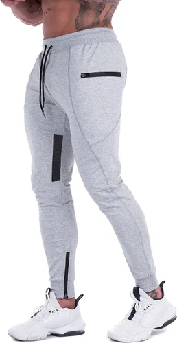 Miniatura 2 de FIRSTGYM Pantalones deportivos para hombre, ajustados, para entrenamiento, malla en el muslo, con bolsillos con cremallera