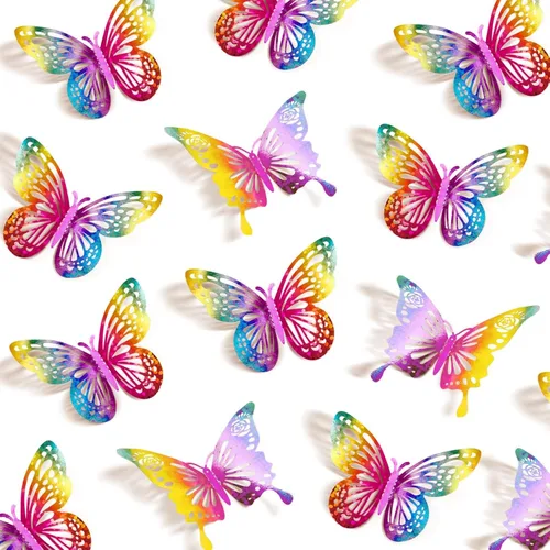 Miniatura 9 de Decoraciones de Mariposas Negras de Halloween para Pared, 48 Piezas 2 Estilos 3 Tamaños Pegatinas de Mariposas para Decoración Superior de Pasteles