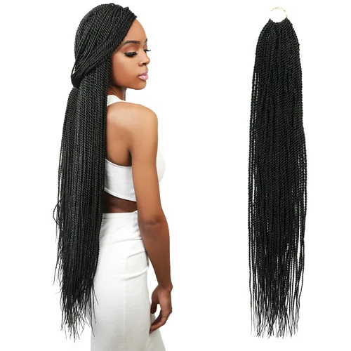 Miniatura 21 de AU-THEN-TIC Cabello senegalés con trenzas de ganchillo de 22 pulgadas, 6 paquetes de 40 mechones por paquete, extensiones de cabello de ganchillo