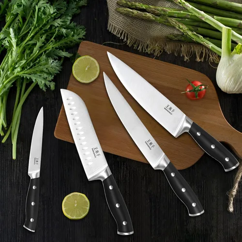 Miniatura 4 de WANGMAZI Juego de cuchillos de chef de alta calidad, mango ergonómico de remache de acero inoxidable de alto carbono, juego de cuchillos afilados