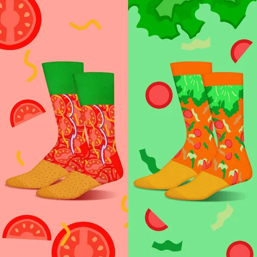 Miniatura 3 de AGRIMONY Divertidos calcetines con diseño de hamburguesa y hotdog con tacos y palomitas de maíz, calcetines de comida novedosos para cumpleaños