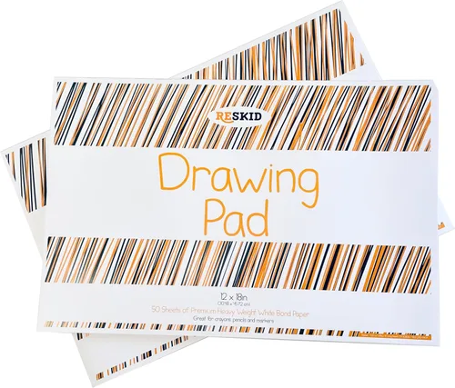 Reskid Bloc de papel de dibujo (12 x 18 pulgadas), 50 hojas, paquete de 2 blocs de arte para colorear, boceto (12 x 18 pulgadas (paquete de 2))