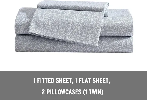 Miniatura 2 de Eddie Bauer - Juego de ropa de cama de percal de algodón, decoración para el hogar, fresca y transpirable, sábanas de tamaño King (flores pequeñas)