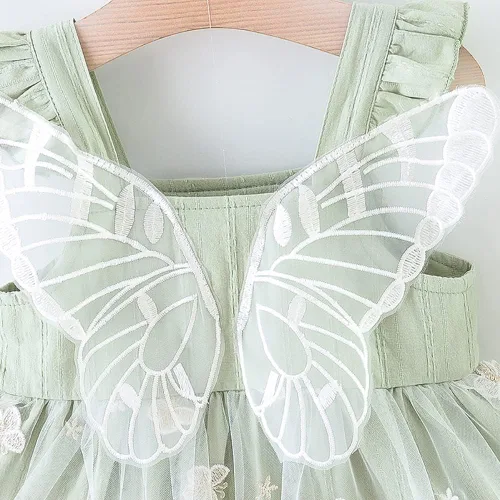 Miniatura 10 de Vestido tutú de verano para niñas pequeñas, sin espalda, vestido de princesa para fiesta de cumpleaños, vestido de verano con lazo floral