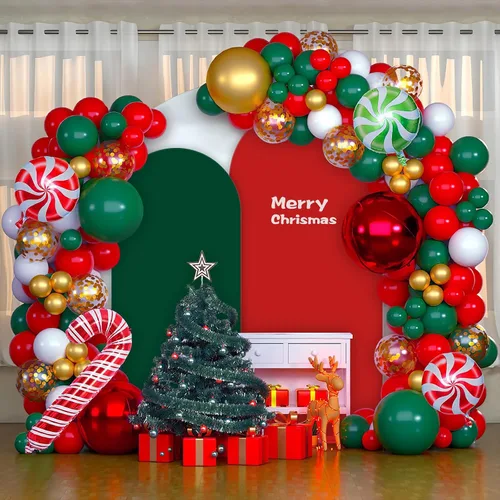 Miniatura 6 de AIBIIN Telón de fondo de pared de arco rojo de 2.6 x 6 pies, cubierta de fondo redondo para Navidad, día de San Valentín, color sólido, cubierta