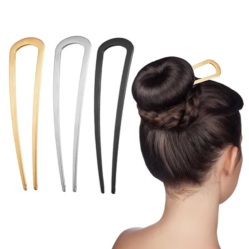 3 horquillas francesas de metal para cabello grueso, horquilla francesa para mujeres y niñas, tenedor de pelo en forma de U para cabello grueso,