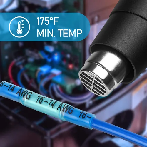 Miniatura 8 de TICONN - Juego de 100 piezas de conectores de alambre termorretráctiles, terminales de alambre eléctrico aislados y resistentes al agua