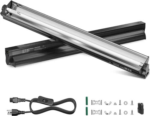 GlowUp 24W 10.0 T5 UVB - Kit combinado de lámpara de reptil de 22 pulgadas, campana de terrario 10.0 UVB para reptiles de dragón barbudo, lagartos