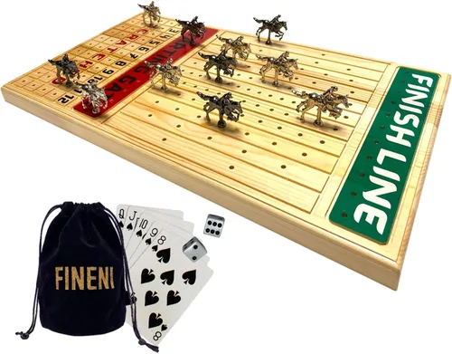 Miniatura 13 de Juego de carreras de caballos para adultos, juego de mesa de carreras de caballos con 11 lujosos caballos de metal (oro, plata, negro, oro rosa)