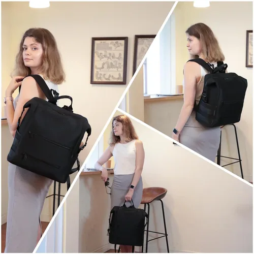 Miniatura 2 de Omanmoli Mochila para pañales, bolsa grande de neopreno para niños y niñas con 15 organizadores de bolsas de pañales, 2 bolsillos aislados, Negro