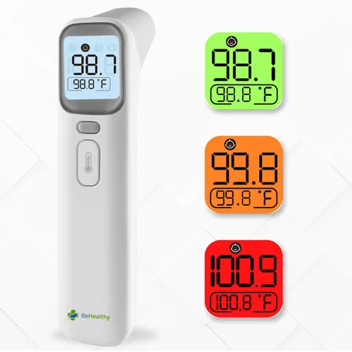 Termómetro infrarrojo multifunción 4 en 1 con indicador de fiebre que cambia de color, termómetro de frente y oído para niños, adultos y medio