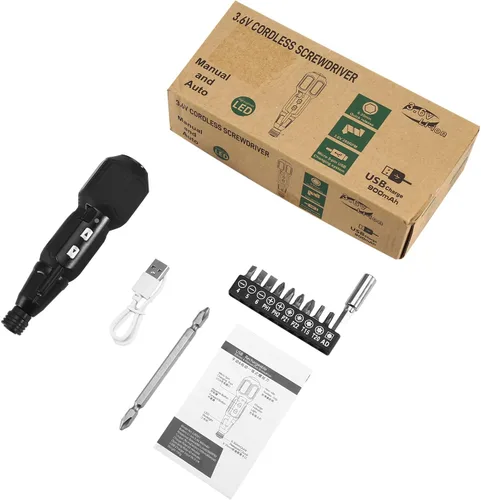 Miniatura 9 de AMIR Destornillador eléctrico inalámbrico, juego de destornilladores eléctricos recargables, kit de herramientas de reparación automática portátil