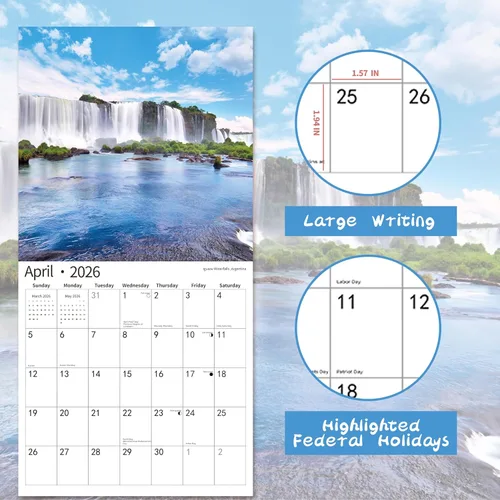 Miniatura 4 de Calendario de pared 2026, Calendario 2026, noviembre de 2025 - diciembre de 2026, calendario de pared cascada, 12 x 24 pulgadas abierto, papel