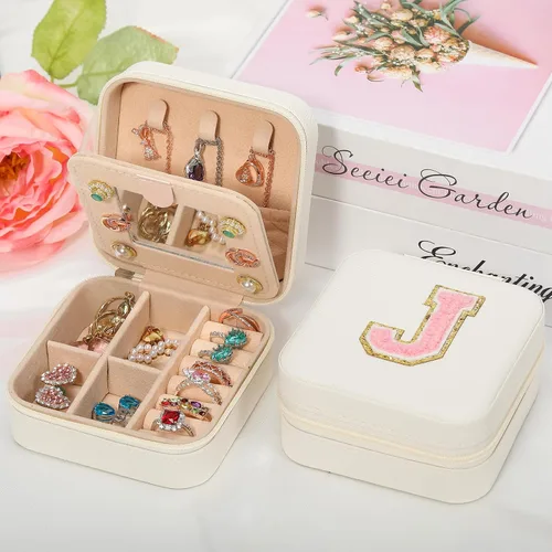 Miniatura 4 de CHMI Joyero de viaje, joyero de viaje blanco, organizador de joyas de viaje, regalos de viaje para mujeres y niñas, caja organizadora de joyas