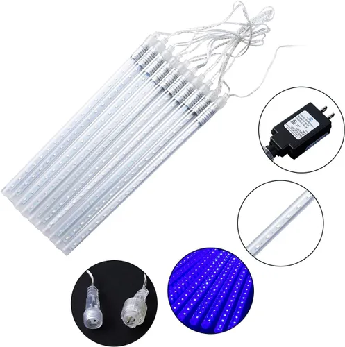 Miniatura 2 de Joiedomi Paquete de 2 540 luces LED de lluvia de meteoritos de Navidad, 19.8 pulgadas, 10 tubos de luces azules de gota de lluvia para exteriores