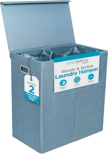 Miniatura 14 de BIRDROCK HOME Cesta de lavandería con tapa, bolsas extraíbles para clasificar ropa, cesta de lavandería seccionada para dormitorio y baño, Marrón