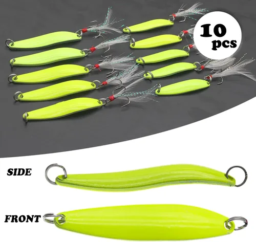 Miniatura 5 de Señuelos de pesca, cucharas de pesca, hilandero de pesca de fundición colorida, cebo duro, anzuelo único para trucha, lubina, salmón, agua dulce