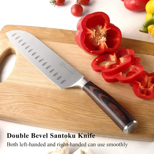 Miniatura 6 de KEEMAKE Juego de cuchillos Santoku de 2 piezas, juegos de cuchillos de chef japonés con cuchillos de cocina de acero inoxidable de alto carbono