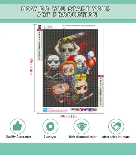 Miniatura 2 de CAMOYAI Kits de pintura de diamantes de Halloween, arte de diamantes 5D para adultos y niños, accesorios de arte de gemas, kit de taladro completo