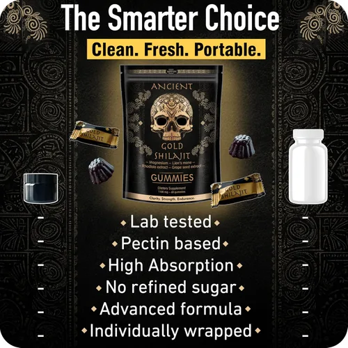 Miniatura 6 de ad hoc Gomitas Shilajit de oro de 1100 mg con magnesio, melena de león, rodiola, semilla de uva, shilajit del Himalaya para hombres y mujeres, más