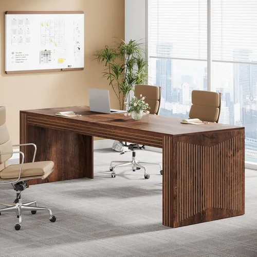 Miniatura 5 de Tribesigns 79-Inch Extra Long Desk, Two Person Double Desk for Home Office, Wooden Long Computer Desk Writing Table for Office, Coffee Brown