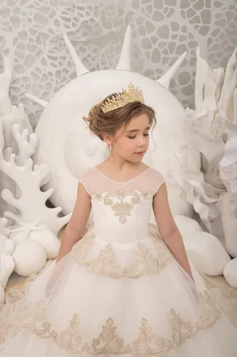 Miniatura 2 de Vestidos de tul con encaje en A, línea A, tutú para concurso de flores, para boda, primera comunión