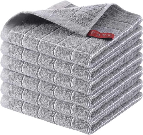 Homaxy - Paquete de 6 paños de cocina de tela de toalla, 100 % algodón, ultrasuaves y absorbentes, trapos perfectos para la cocina, secar y lavar