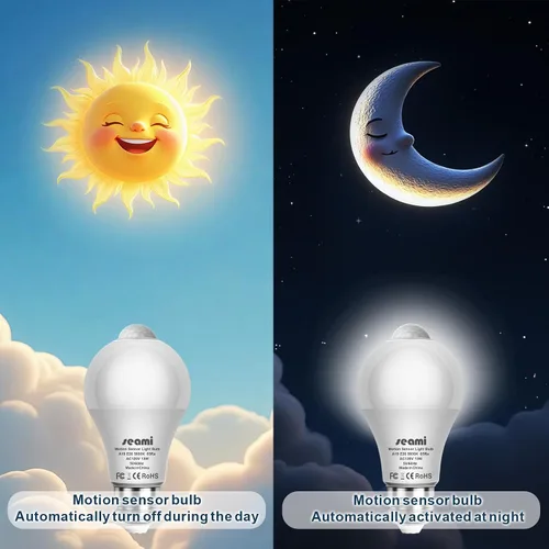Miniatura 2 de Bombilla con sensor de movimiento, bombilla con detector de activación de movimiento para interiores, luz nocturna de seguridad del atardecer al