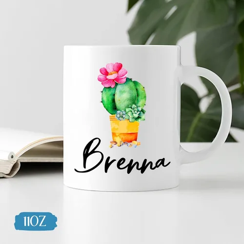 Miniatura 5 de Taza de café personalizada de cactus, taza de flores de cactus con nombre, taza de té de cactus, taza de cerámica con nombre personalizado, regalos