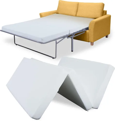 SUNYRISY Colchón Plegable de Repuesto para Sofá Cama de Espuma Viscoelástica de 4 Pulgadas, Colchón Tríptico para Sofá Cama Extraíble Tamaño Full
