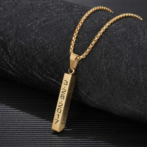 Miniatura 4 de Lam Hub Fong Collar grabado para hombre, collar de oro para mujer, collar personalizado de acero inoxidable con inicial de nombre para hombres