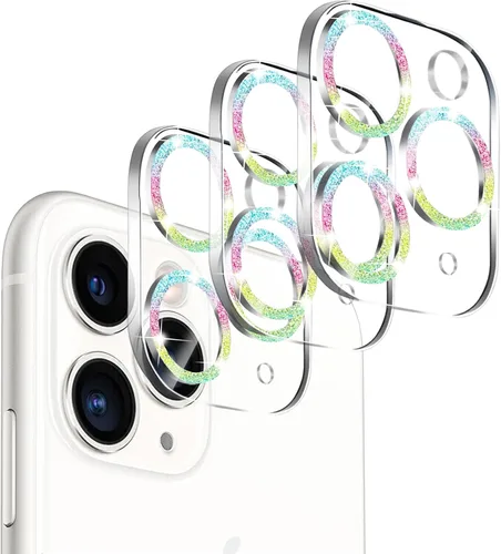 Paquete de 3. Protector de lente de cámara de vidrio templado Dengduoduo para iPhone 11 Pro de 5.8" y iPhone 11 Pro Max de 6.5", Bling Sparkle,