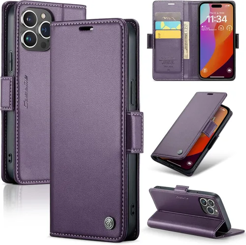 Miniatura 10 de SINIANL Funda tipo cartera compatible con iPhone 15 con tarjetero para mujeres y hombres, con bloqueo RFID, cierre magnético, función atril