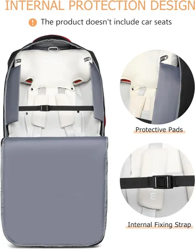 Miniatura 5 de MCBD Bolsa de viaje para asiento de automóvil para avión, mochila plegable para asiento de bebé para viaje, portabebés acolchado para asiento